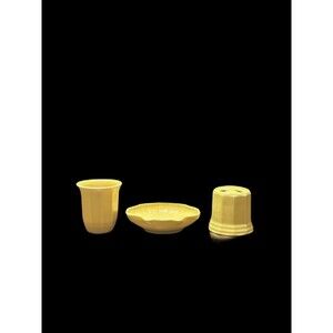 Vintage 3 Pc. Set Pfaltzgraff Yellow Bathroom Vanity
